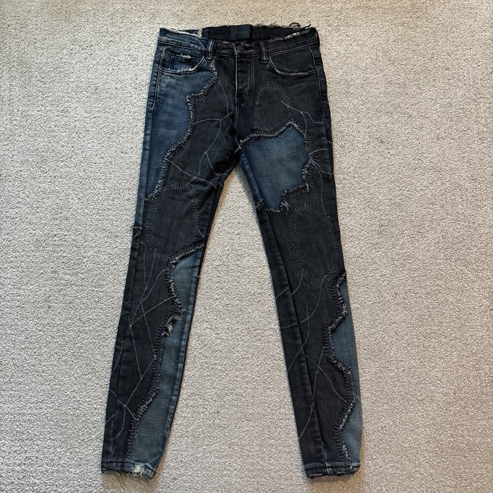 Valabasas Mercury Vintage Jeans Men 29/32 Black/Blue Patchwork Skinny Dark